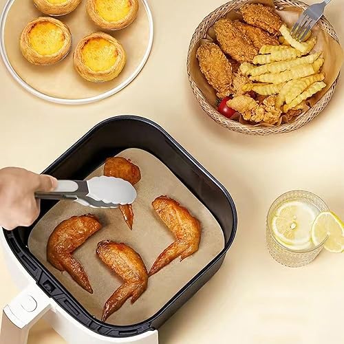 Miniatura 5 de Forros de papel pergamino para freidora de aire sin blanquear de tamaño extra grande (12 x 12 pulgadas), cuadrados, 125 unidades, compatibles con