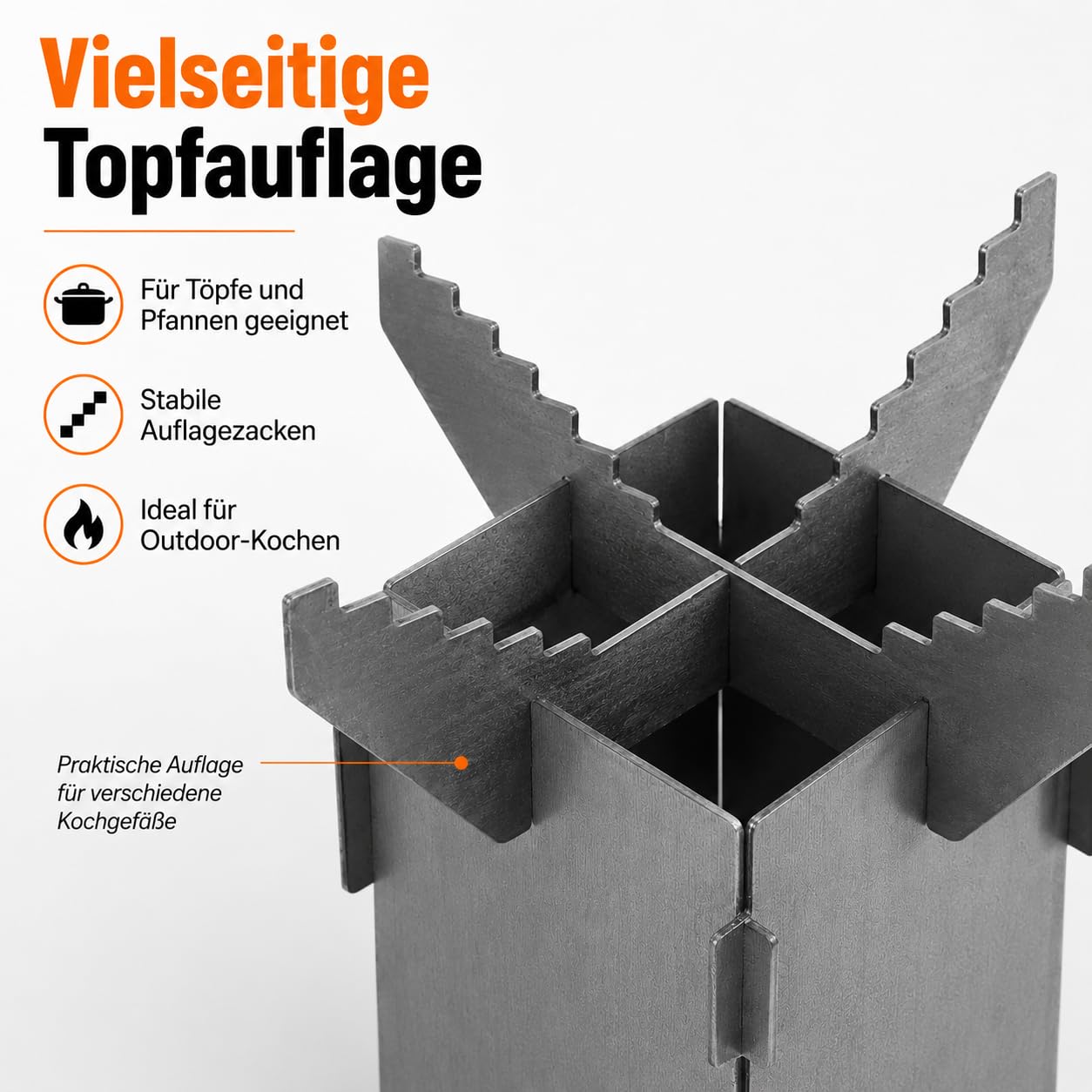 Piec rakietowy z płytą grillową i hakiem paleniskowym Rocket Stove Outdoor 2 dodatkowe nóżki, piecyk kempingowy, piec na drewno, grill kempingowy, piec rakietowy z masywnej stali o grubości 3