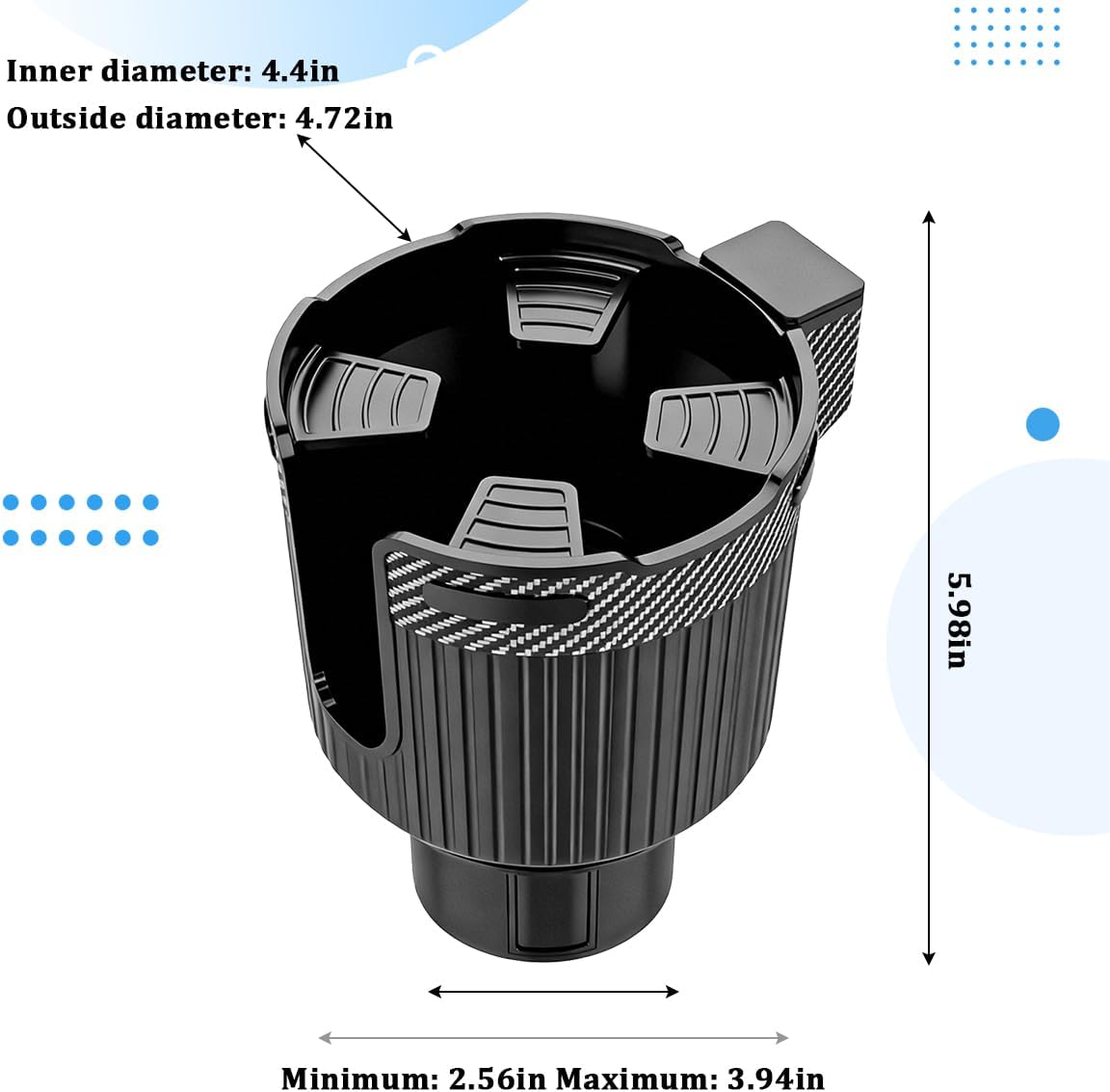 Car Cup Holder Extender, Expandable Vehicle Water Bottle Holder Adapter with Adjustable Base, Automotive Interior Drink Cup Expander, Universal for SUV Caravan Truck