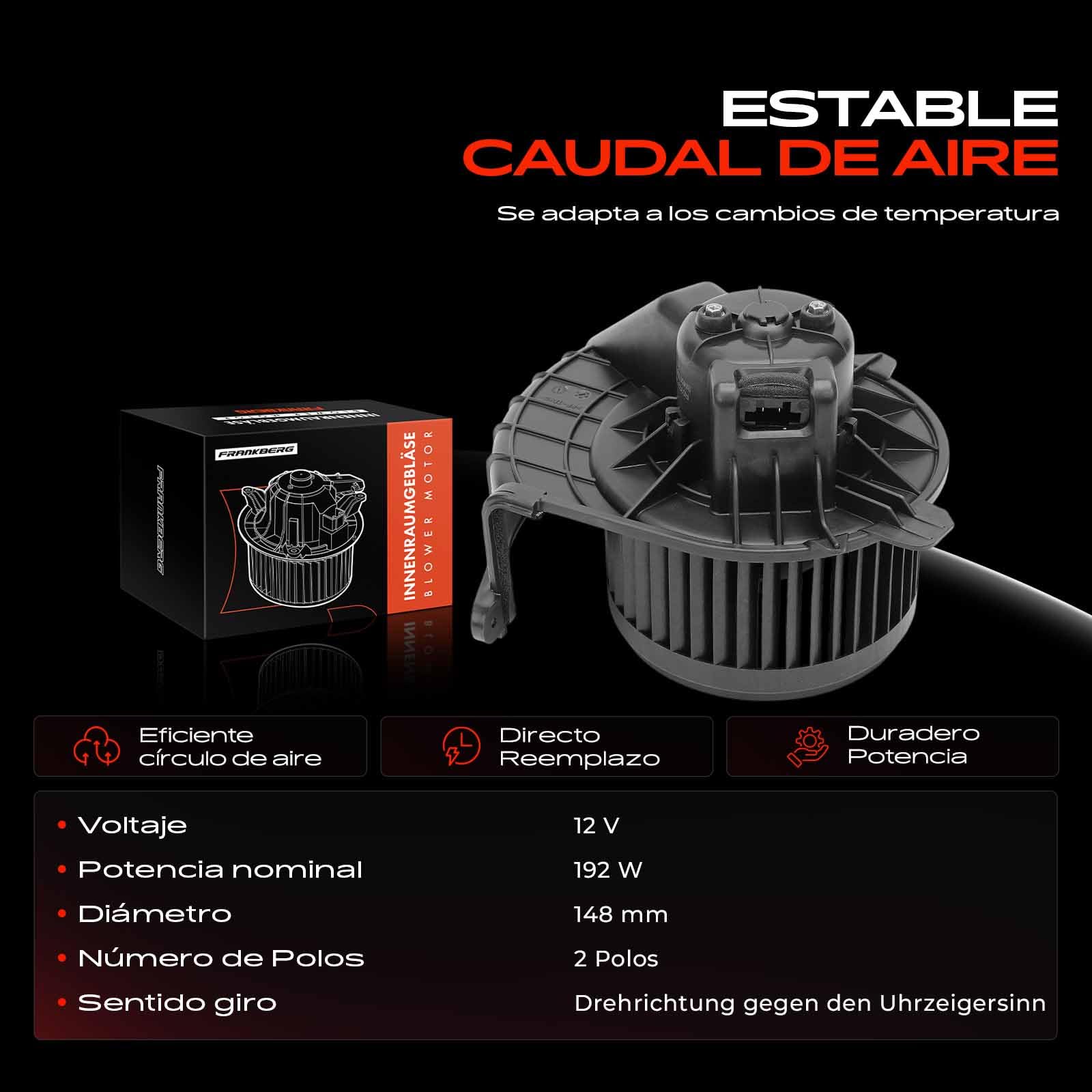 Frankberg Motor del ventilador de calefacción 7701068992 | Compatible con: Plataforma/chasis NV400, Apartado de correos 415 de Citan, Caja NV400, Citan Mixto 415