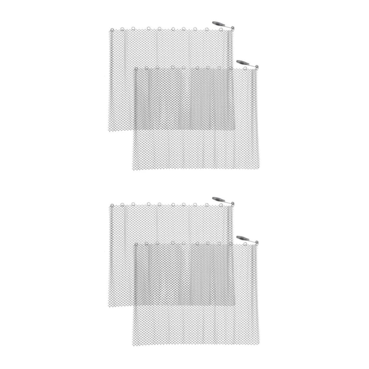 BESPORTBLE 4 Pezzi Tenda Rete per Caminetti in Ferro Nero con Maniglie | Schermo a Pannello per Focolare, Resiste al Calore e Blocca Scintille, Installazione Semplice