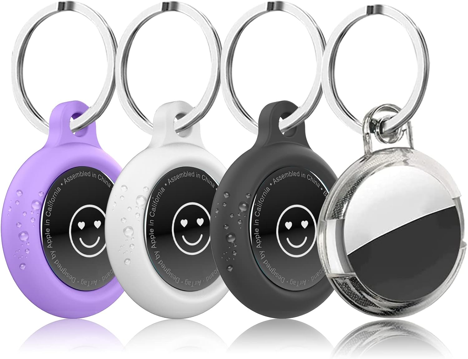 GENREEN 4 Pack Airtags Keyring Holder for Apple AirTag,Silicone Case