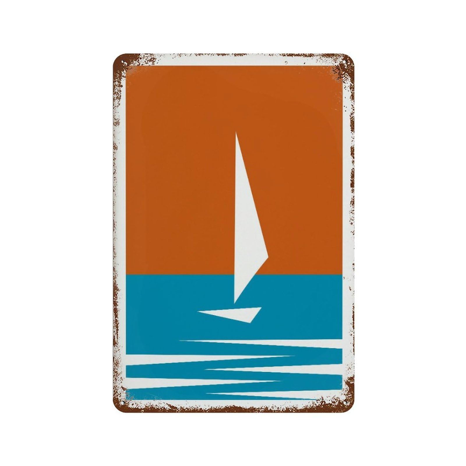 xiaoxiaoshen Minimalist Sailboat Retro Coastal Decor Wall Decor Art Metal Tin Poster Modern Home Decor Art Home Bar Shop Decorations Vintage Sign 30x20cm