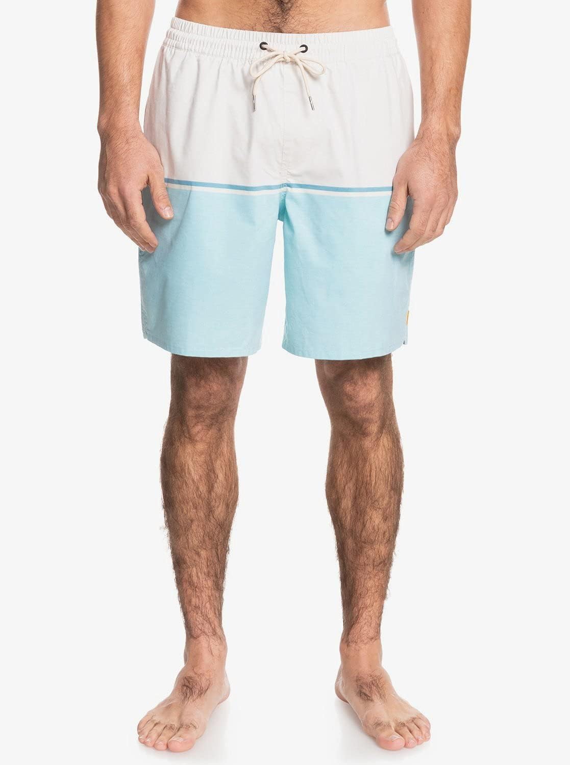 Quiksilver Men's Standard The Deck Stripe Volley 18 Elastic Waist Boardshort Swim Trunk