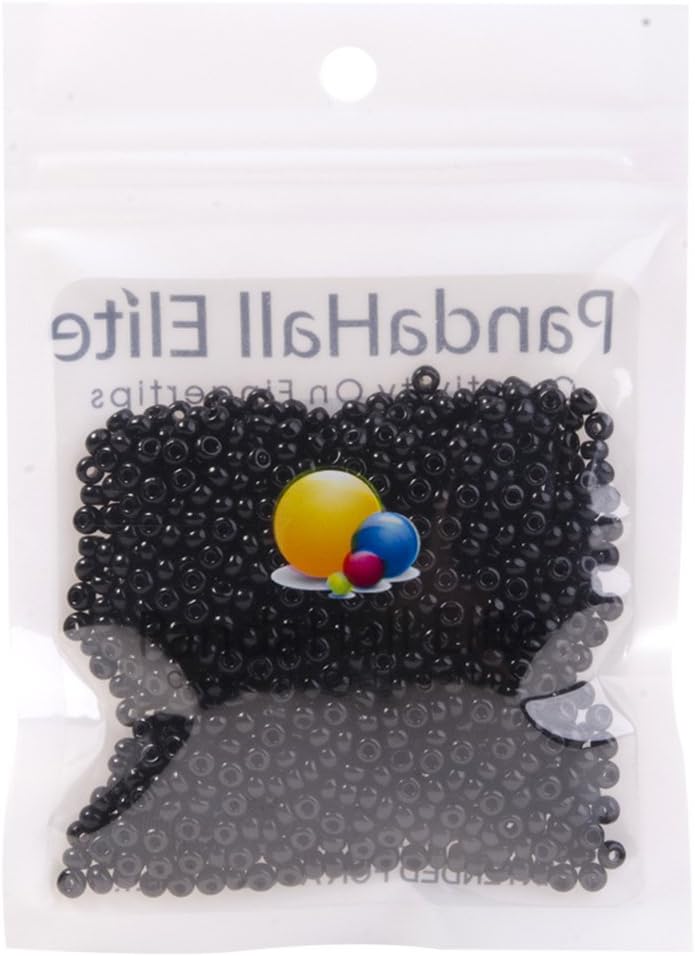PH PandaHall 1900 Pcs 8/0 Glass Seed Beads, 3mm Round Waist Beads Mini Spacer Beads for Earring Bracelet Necklace Choker Jewelry Making Halloween Decor, Black - Image 4
