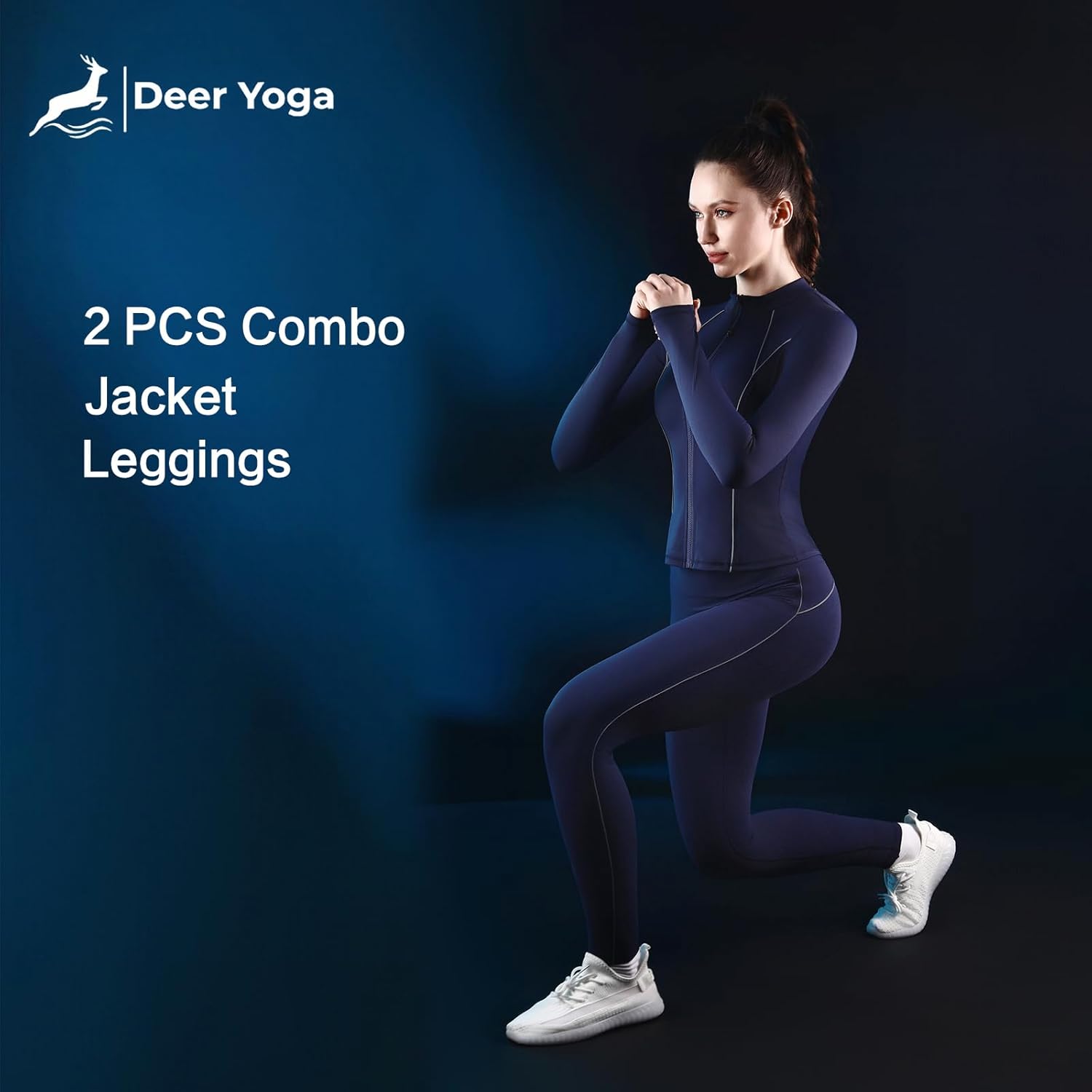 Workout Sets for Women 2 Piece Seamless Long Sleeve Yoga Outfits Active Leggings All Zippy Jacket Gym Set - Image 6
