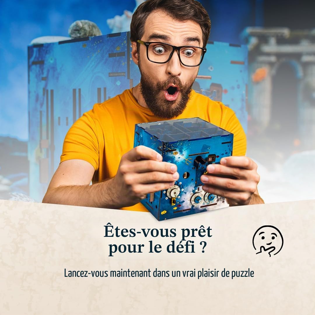 INSCAPE Labyrinthe Atlantis - Boîte à énigmes en Bois - Boîte de Puzzle - Escape Room Jeu pour Adultes et Enfants - Jeux de Puzzle en Bois 3D - Jeux de réflexion - Coffret Cadeau