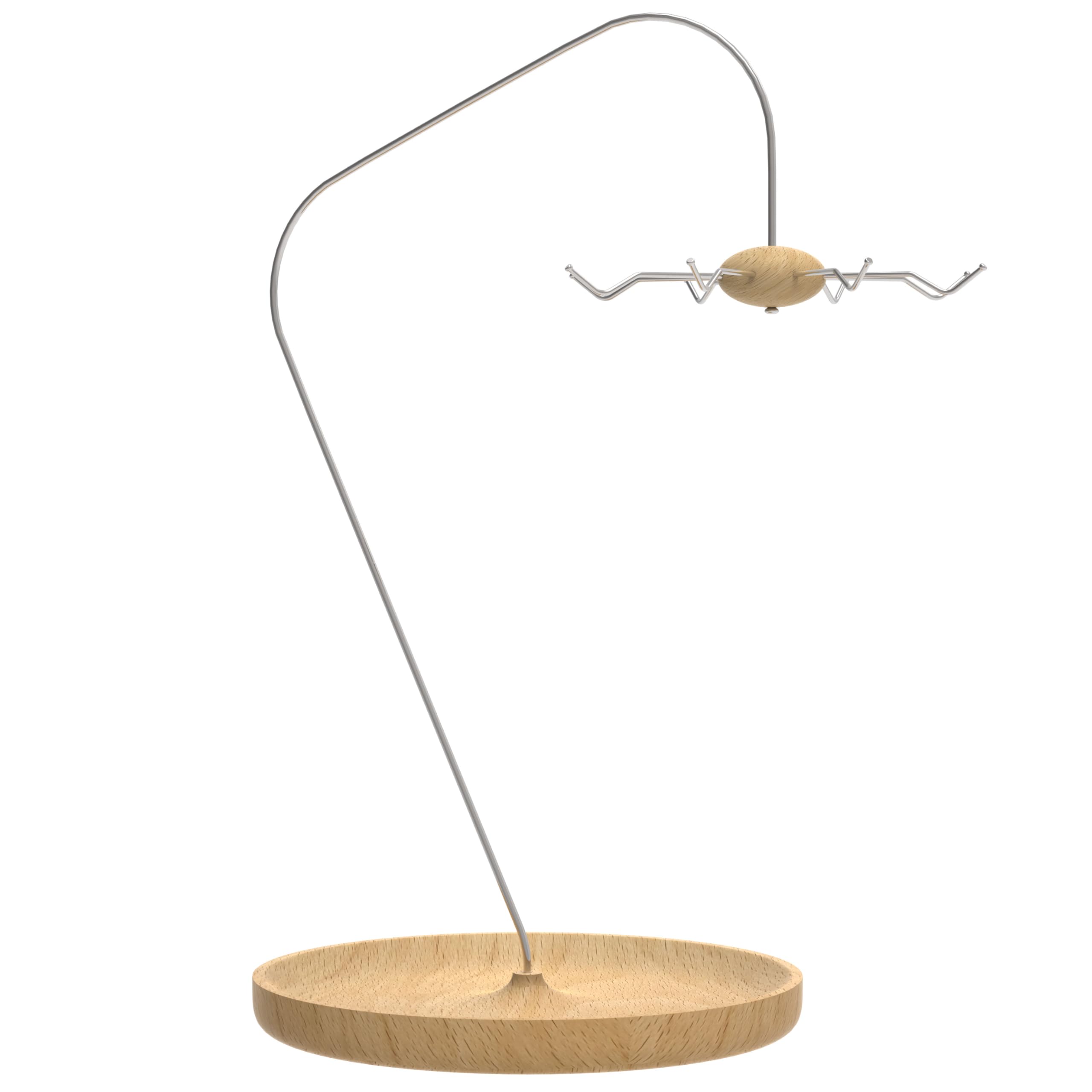 Key Holder Stand with Wooden Tray Rotatable Key Hooks Organizer for Desk Minimalist Entryway Table Storage Solution, Home Décor (Natral)