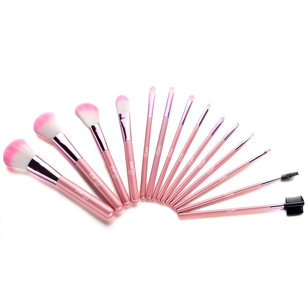 Glow 14 Make up Brushes Set; Pink