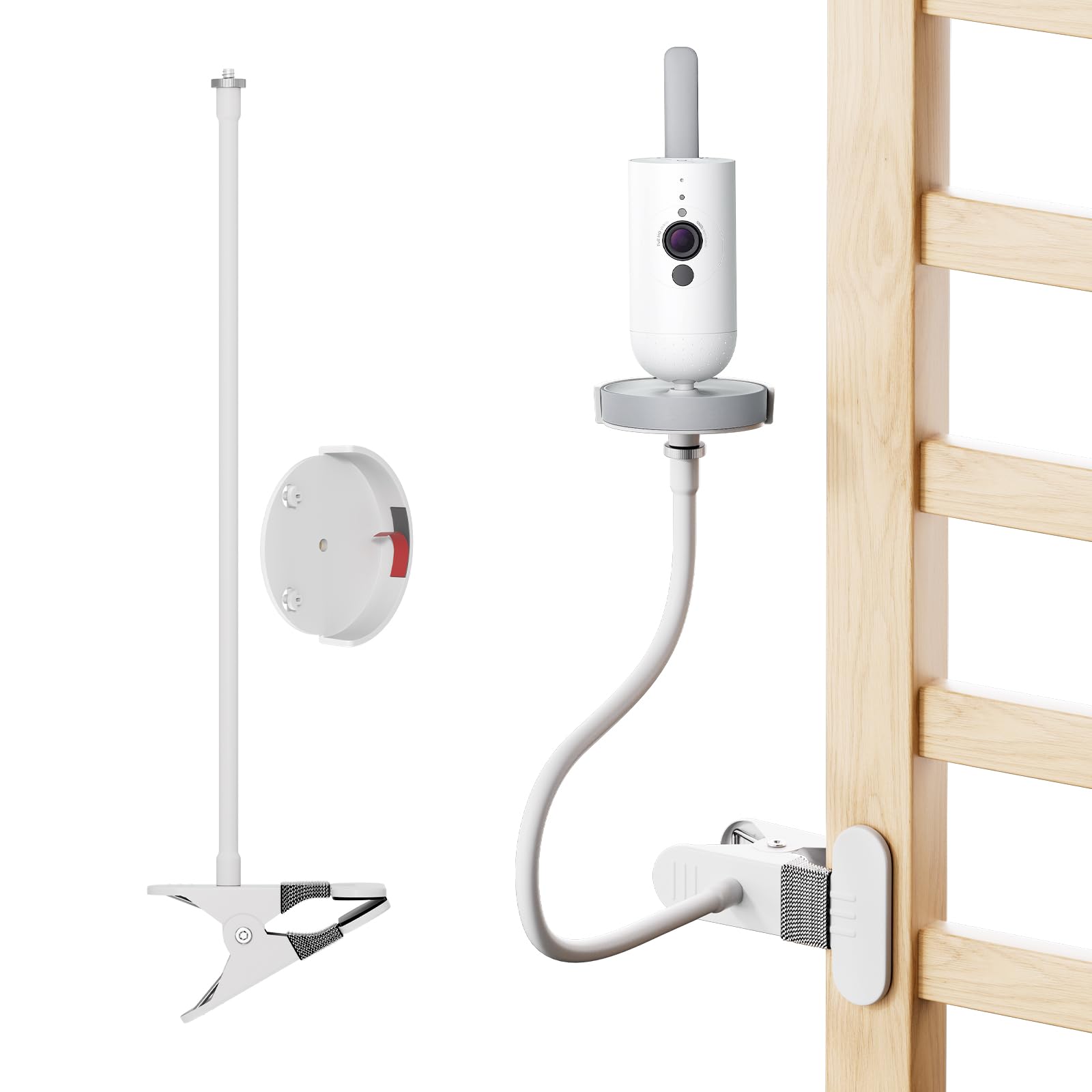 Soporte para cámara de bebé compatible con Philips Avent SCD923/26, SCD921/26, SCD643/26, SCD951/26 – Soporte flexible sin taladrar, fácil montaje para cuna y estantería