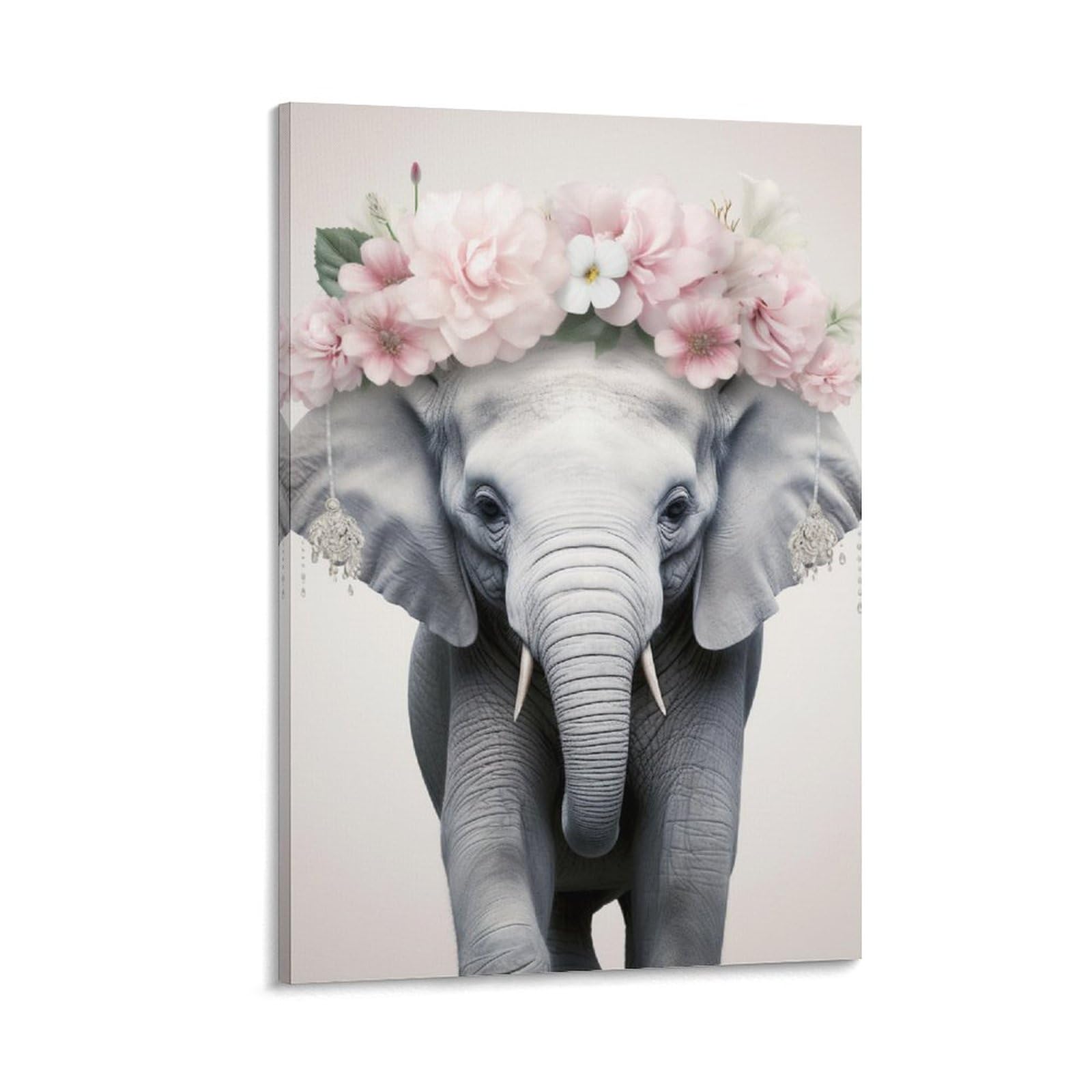 Foccar Frame-Interesting Elephant Interesting Elephant Wall Art Prints Pink Flower Beautiful Animal Pictures On Canvas Poster Wall Decor For Bedroom Home Decorations