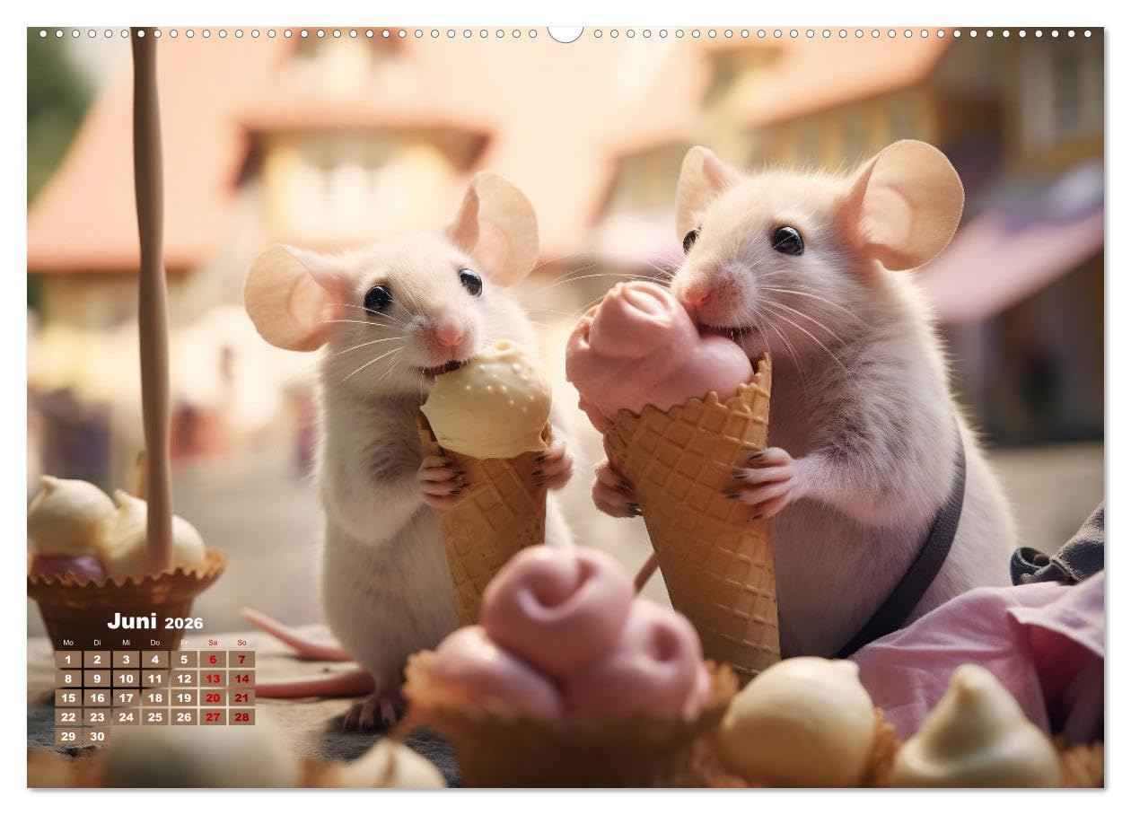 Ein Jahr im Leben von Familie Maus (hochwertiger Premium Wandkalender 2026 DIN A2 quer), Kunstdruck in Hochglanz: Ein verdammt gutes Mäuseleben! (CALVENDO Tiere)