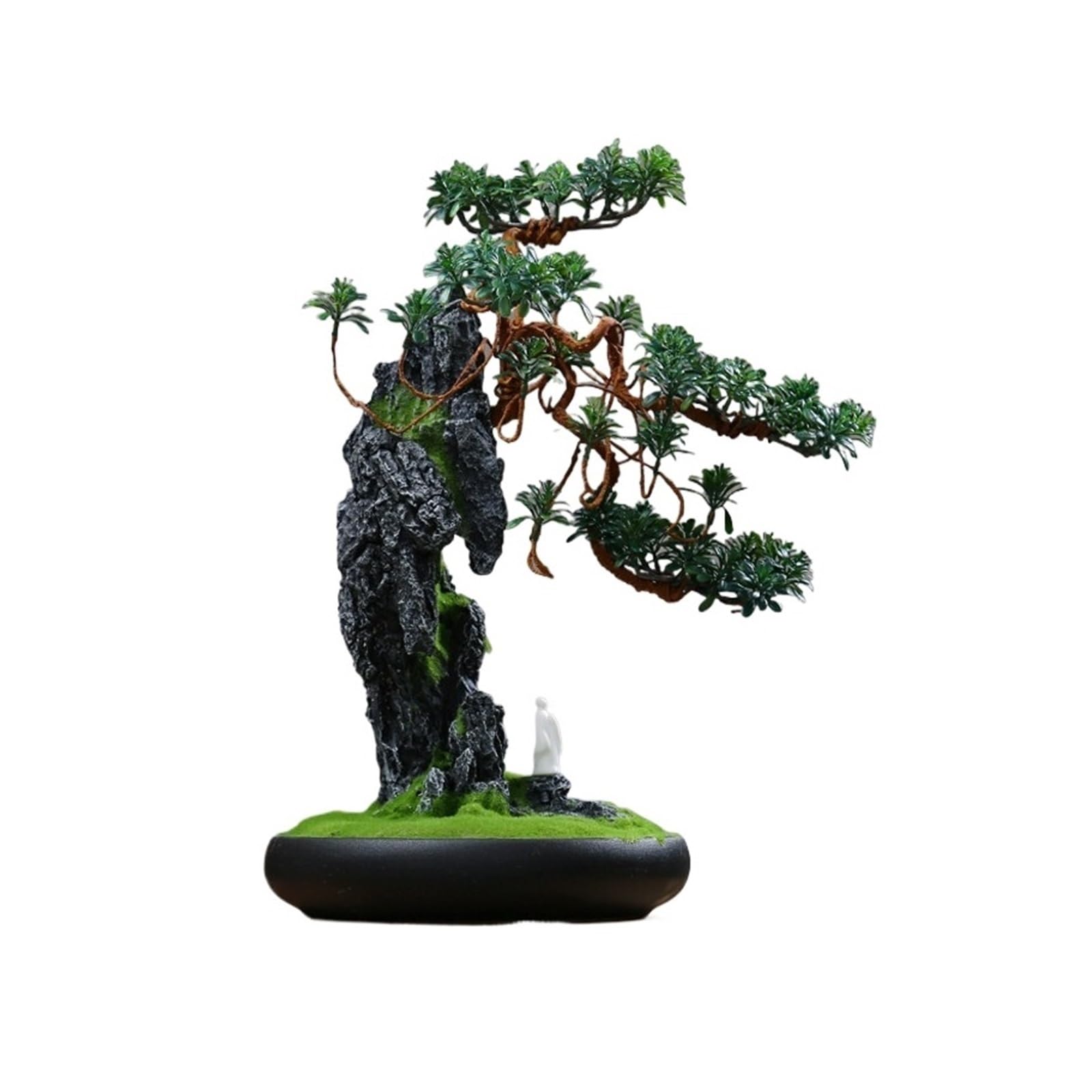 GLJTUO Artificial Trees Chinese Style Artificial Bonsai Tree Ceramic Potted Faux Pine Simulation Fake Plant Simulated Pine