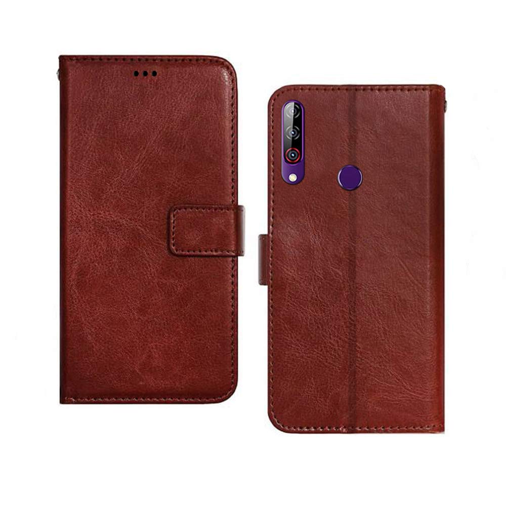 Inktree LG W30 Pro Flip Case | Premium Leather Finish | with Card Pockets | Wallet Stand |Complete Protection Flip Cover for LG W30 Pro - Brown