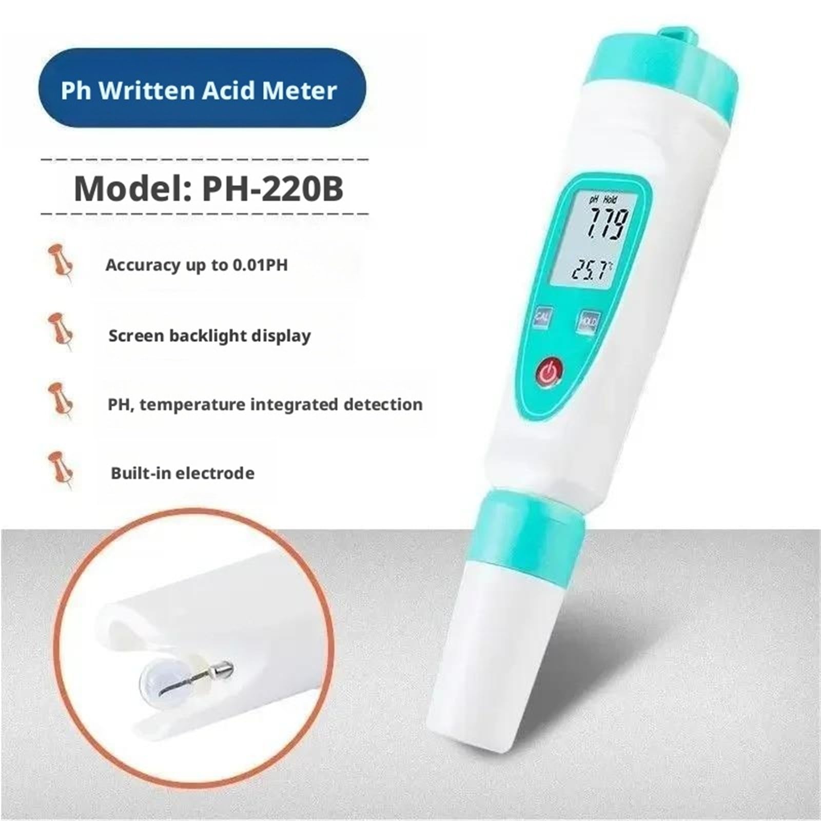 Testeur d'eau, Stylo testeur de qualité l'eau Portable for Aquarium, pH-mètre Industriel Haute précision