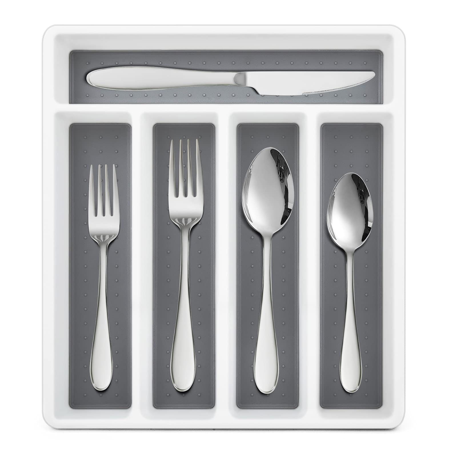 Silverware Set with Tray/Drawer Organizer, HaWare 20 Pieces Stainless Steel Flatware Service for 4, Modern Elegant Design Tableware Eating Utensils for Home Kitchen, Dishwasher Safe, Mirror Polished