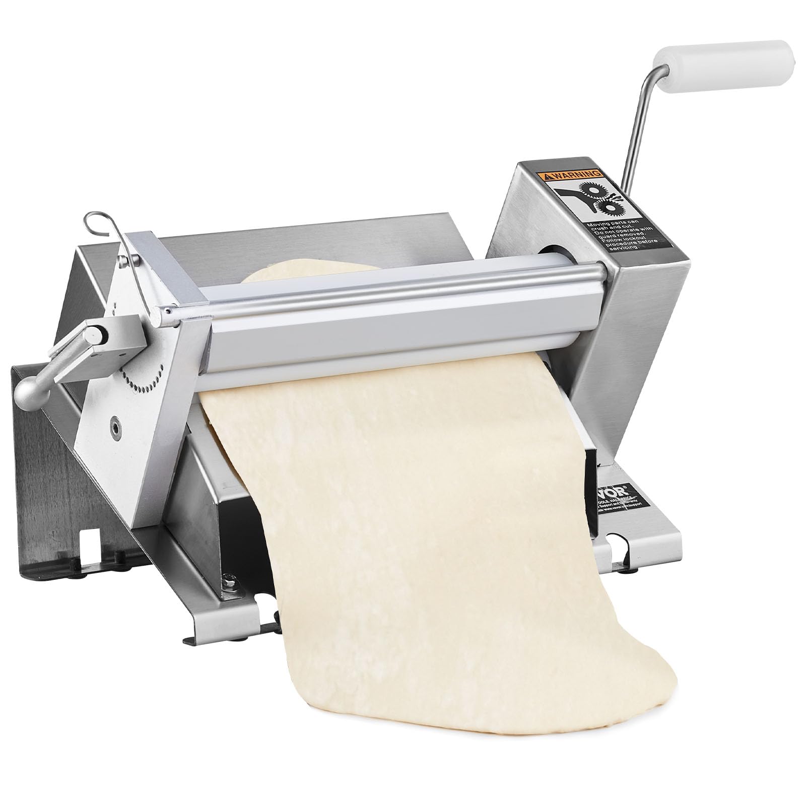 VEVOR Manuelle Teigausrollmaschine Ausrollmaschine Teigroller aus Edelstahl, abnehmbarer Griff, Platte, max. 12 mm einstellbare Dicke, für den Heimgebrauch oder kleine gewerbliche Küchen