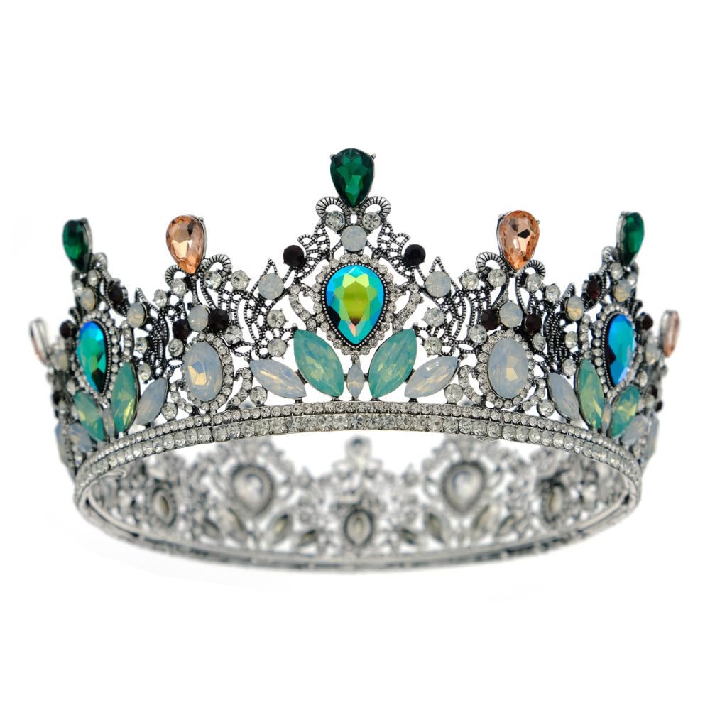 Liyinco Liyinco Boda Reina Corona, Vintage Rhinestone Nupcial Hecho A Mano Tiara Prom Joyería Colorido Rhinestone Elegancia para Novia Dama de Honor Foto Props, Excelente Regalo,1,Un tamaño