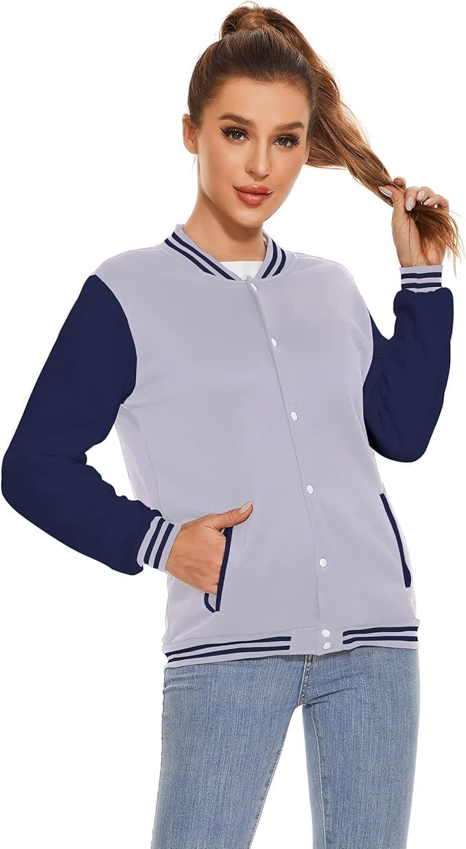 Varsity Jacket Women Men's Baseball School Uniform Button Up Unsex Adult Long Sleeve Coat Fashion Jacket
