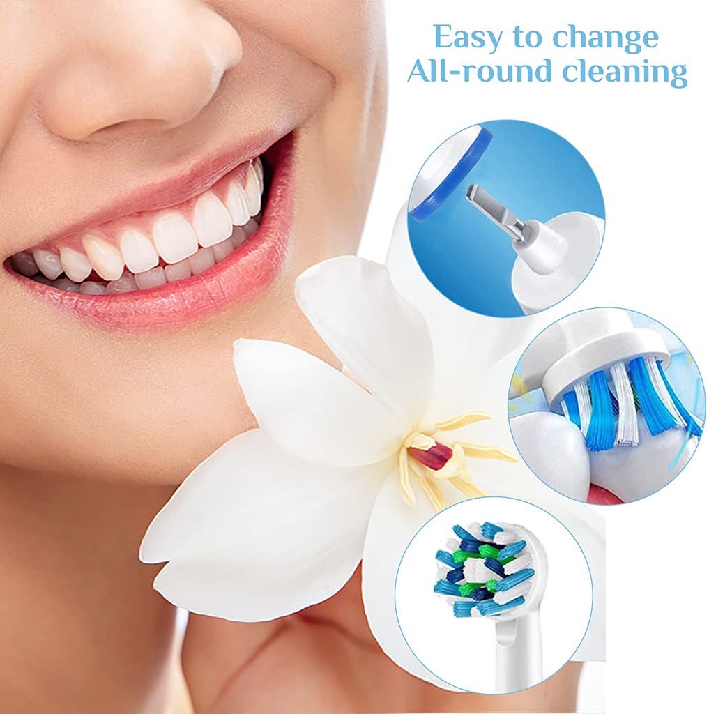 MAYCREATE® Replacement Brush Heads Compatible With Pack of 8 Generic Crossaction Electric Toothbrush Heads, For Oralb Braun Bases (8) (White for Oralb Braun Bases) - Image 4 thumbnail