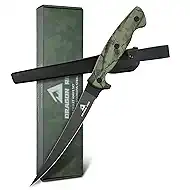DRAGON RIOT 7 Inch Fillet Knife, Black Stainless Boning for Meat Poultry Cutting, Fishing Bait With Protective Sheath and Large Non-Slip Handles