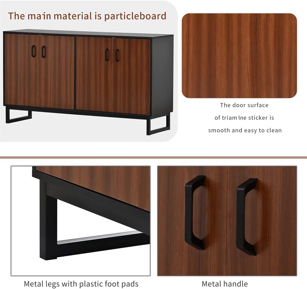 Large Storage Space Sideboard with Adjustable Shelves in Foyer Living Room and Kitchen Brown Living Room Cabinet Furniture (D As Shown)