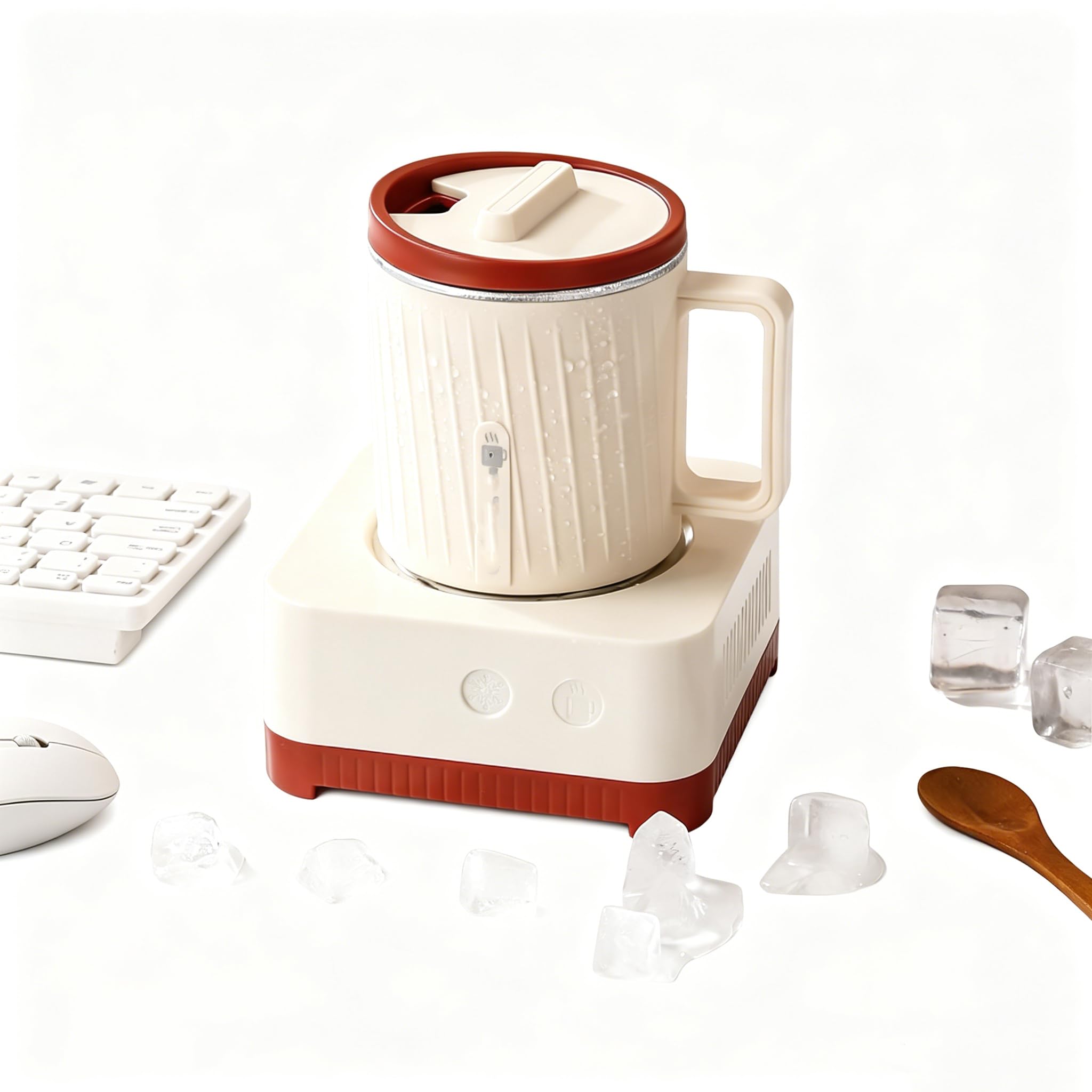 Vaso Enfriador De 500 Ml, Enfriador Electrónico De Botellas con Base Calefactable, Enfriamiento/Calentamiento Rápido Y Encendido con Un Solo Clic, Enfriador para Portavasos De Coche, Hogar, Ofici Red