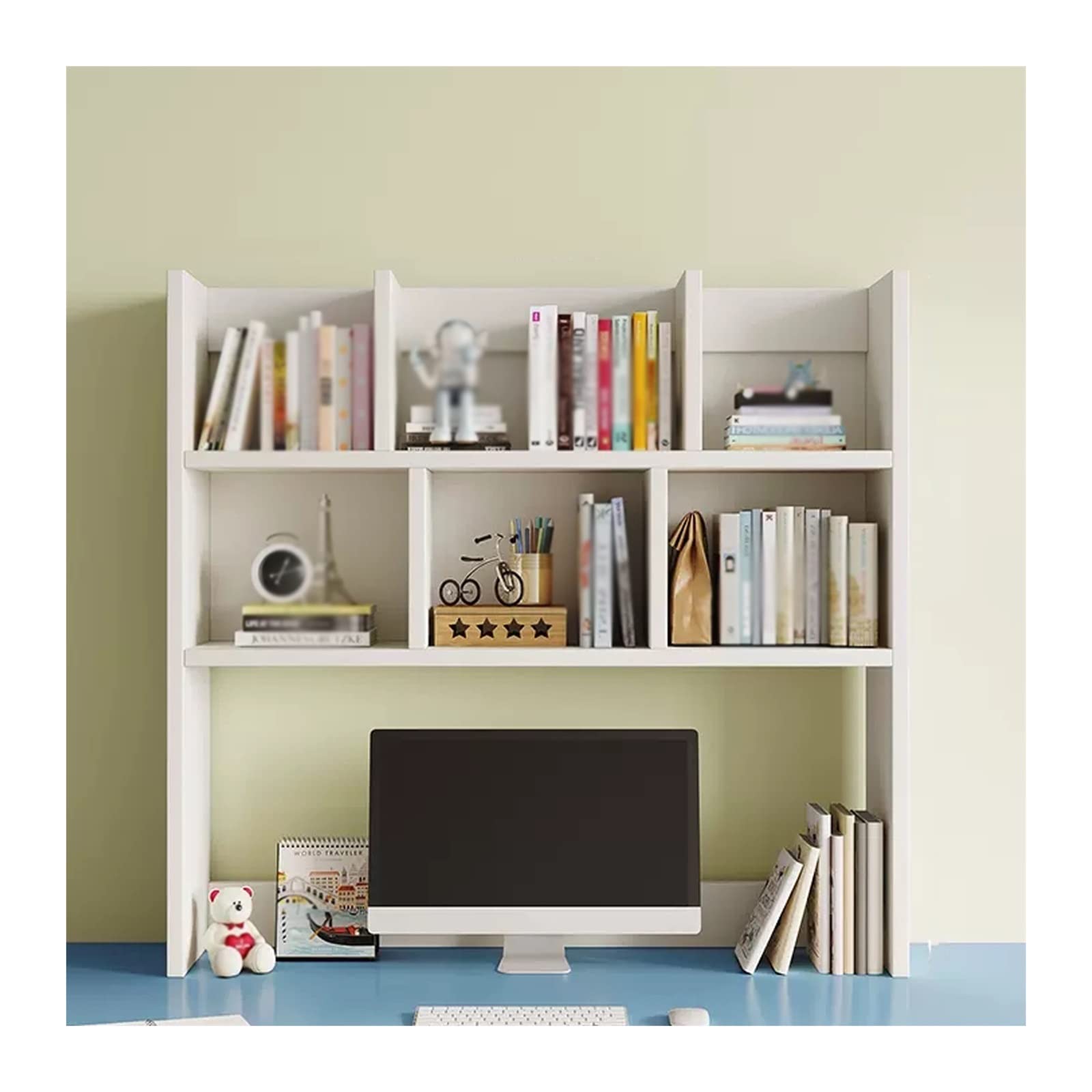 ASerZenith Wooden Desktop Bookshelf Storage Nizer With Free Style Display For Office Kitchen And Bathroom Countertop Bookcase Shelves For Office Supplies (L80Xd20Xh80Cm)