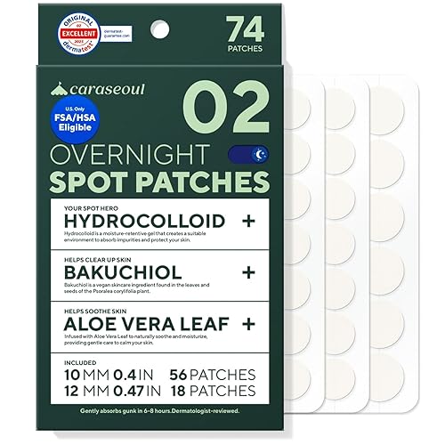 Miniatura 13 de caraseoul Parches de espinillas durante la noche, más grueso y extra adherencia, parche hidrocoloide para acné de 2 tamaños para acné y manchas