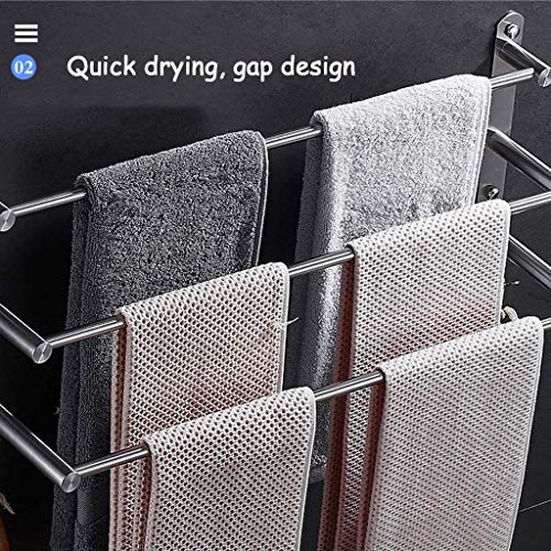 Toallero de baño de 3 capas en acero cepillado para organizar espacios pequeños sin esfuerzo 5