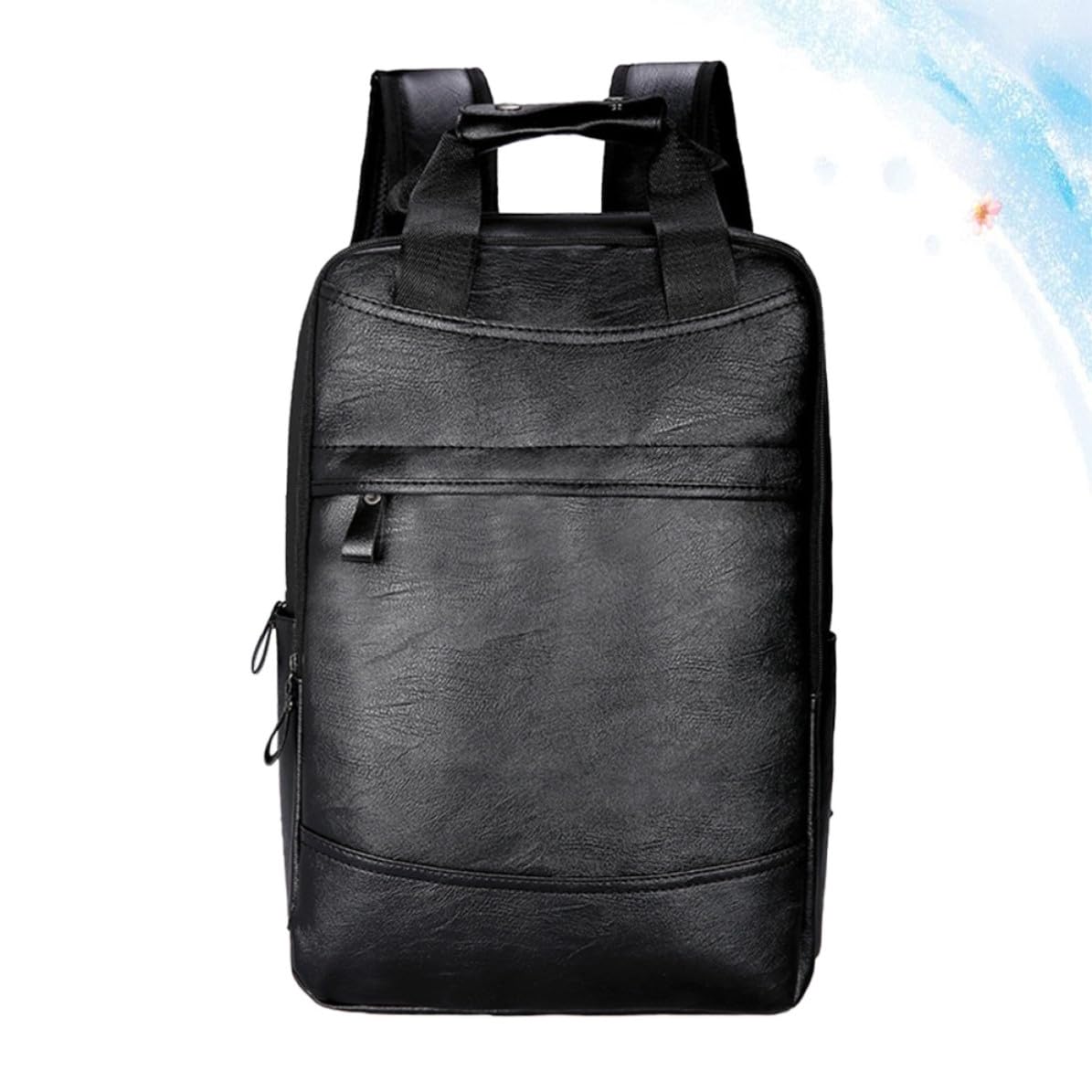Mochila para Portátil de Piel PU Negra, para Estudiantes y Commuters