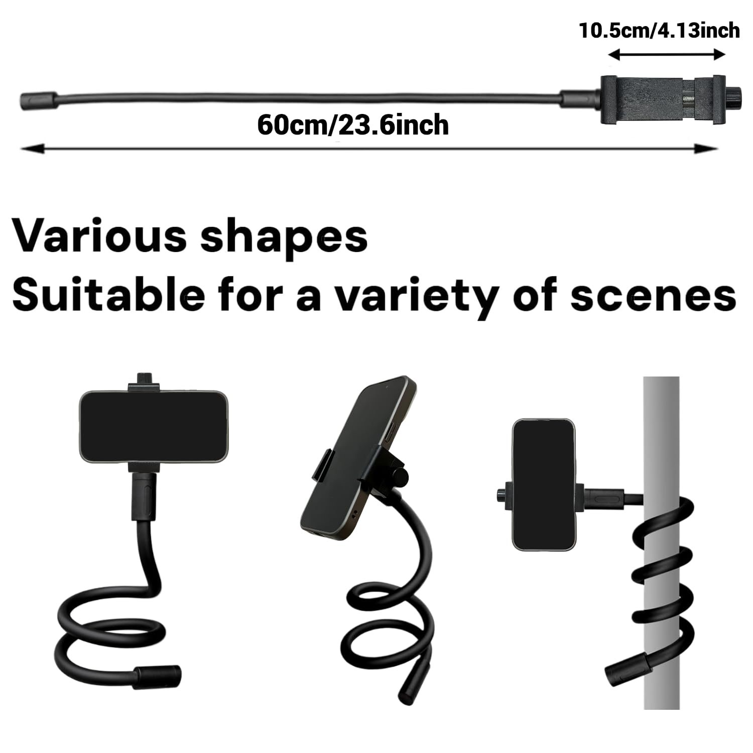 YKI Soporte portátil flexible para teléfono para cochecito, cinta de correr, silla de ruedas, escritorio y más, soporte de teléfono flexible para iPhones/teléfonos inteligentes de hasta 3.5 pulgadas