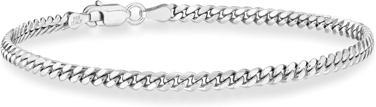 Pulsera de cadena de eslabones cubanos de plata de ley 925 gruesa italiana para hombres