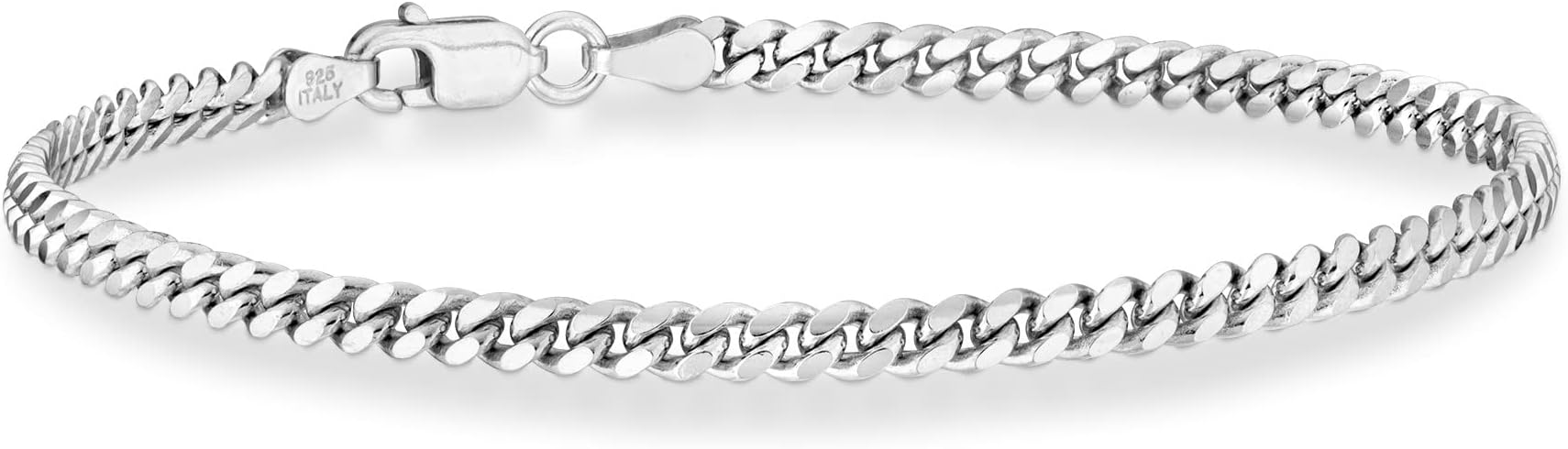 Miabella Italian Thick 925 Sterling Silver Solid Cuban Link Curb Chain Bracelet for Men, 3.2mm, 5mm, 7mm Italy, 7.5 inches, Sterling Silver