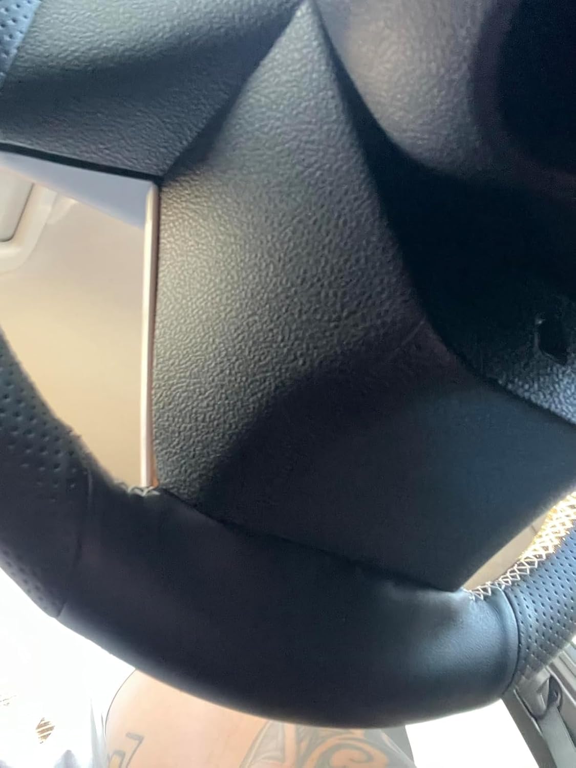MEWANT Hand Stitch Black Artificial Leather Steering Wheel Cover Wrap for Toyota Prius 4 Prius Prime Mirai