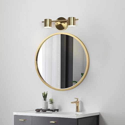 Miniatura 5 de ZEVNI Aplique LED dorado, luz de noche de 2 luces, lámpara de tocador en cobre plateado, brillo blanco cálido, 585LM, 3045K