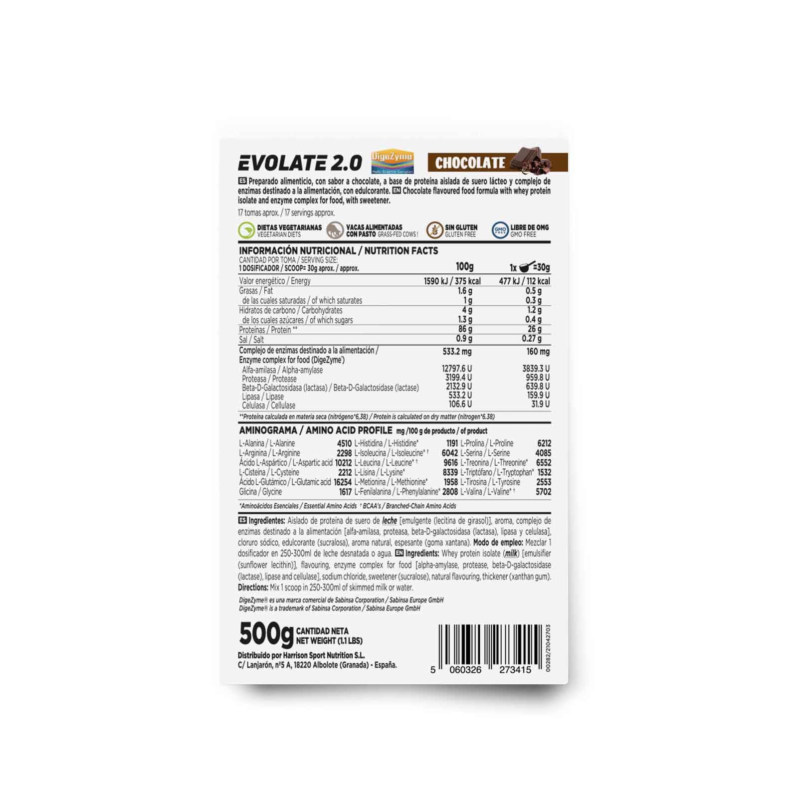 HSN Aislado de Proteína de Suero CFM Evolate 2.0 | Chocolate 500g | Whey Protein Isolate 90% + Enzimas DigeZyme® | No Incluye Dosificador | No-GMO, Vegetariano, Sin Gluten ni Soja