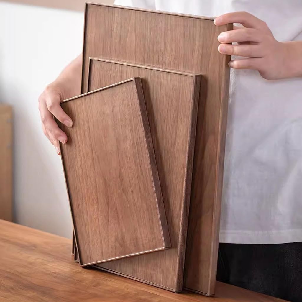 Bandejas Servir Comida Bandeja Rectangular de Madera Maciza for el hogar Nogal Negro, Bandeja Moderna for té la Tarde en Restaurante Mesa Cama | A