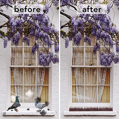 Upgraded Defender Spikes For Bird, Cat, Pigeon And Small Animals - Protect Your Sofa, Garden, Outdoor Walls, Anti Theft Climb, Plastic Security Fence Spikes - 8Pack [12Ft] #TOP3