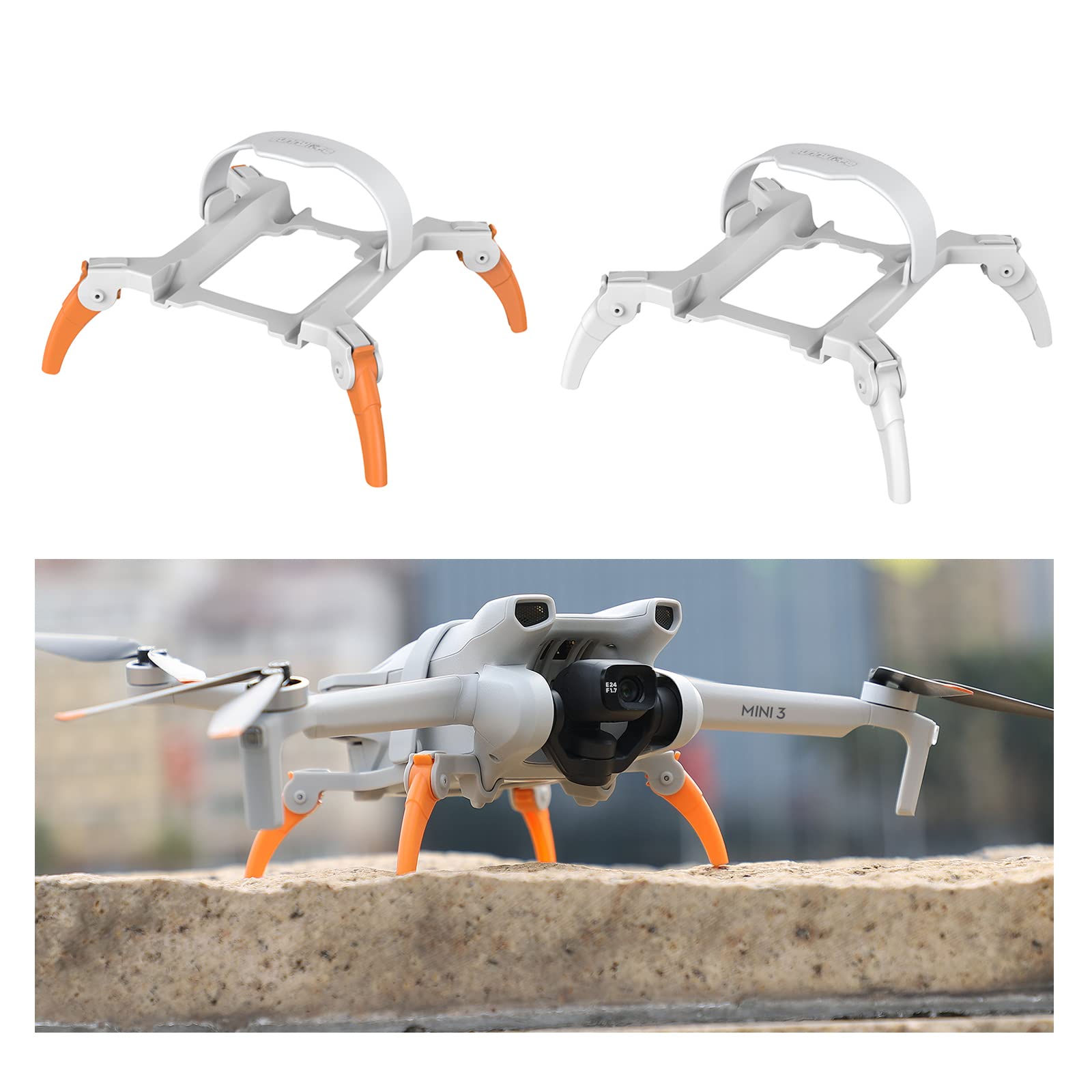 ZJRXM Landing Gear for DJI Mini 3 Drone Accessories, Foldable Extended Landing Leg Extended Kit for DJI Mini 3 Drone (Orange)