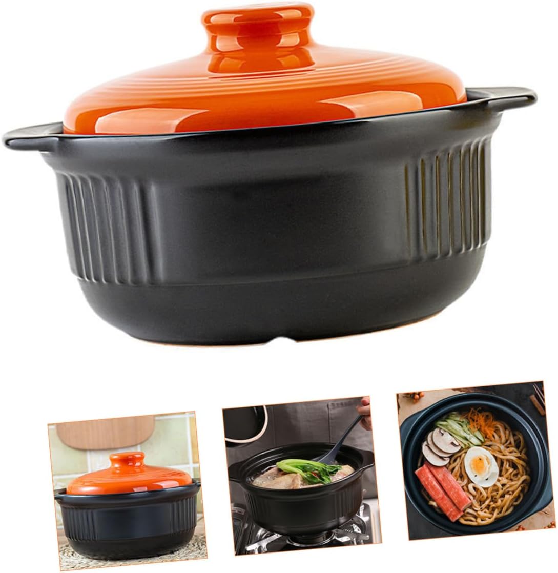 Amosfun Nonstick Casserole Pot High Temperature Cooking Pot with Steam Vent Lid Versatile Kitchen Cookware for Soup Noodles and Braised Dishes for Cooking