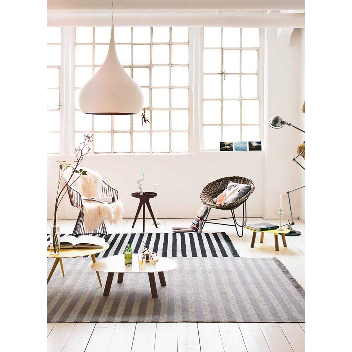 Carpets & Co. Noble Stripes Tapis de Marque Moderne, Chanvre/Laine Vierge., Naturel, 230 x 160 x 0.5 cm