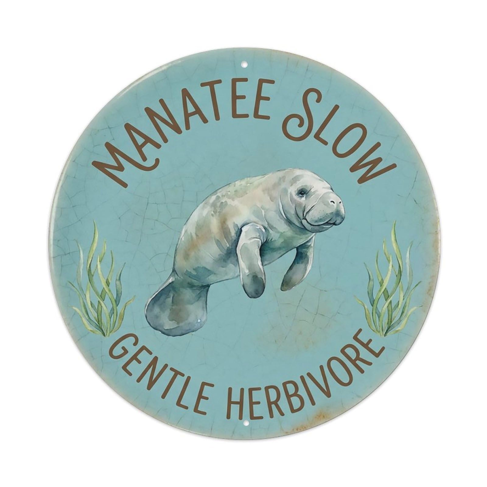 Cxhjca 8X8inch(20X20cm) Manatee Slow Gentle Herbivore Metal Tin Sign