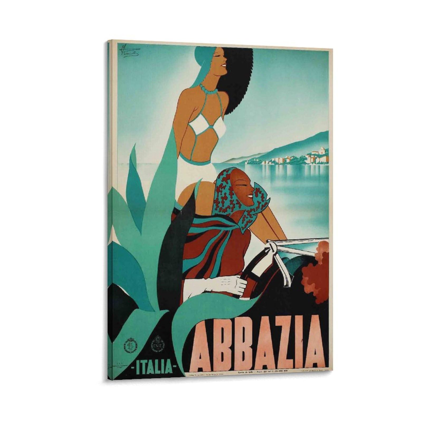SXDMOUBK 1938 Italia, Abbazia by Filippo Romoli Italy Vintage Illustrated Travel Poster Picture Print Wall Art Painting Canvas Posters Artworks Room Aesthetic 20x30inch(50x75cm)