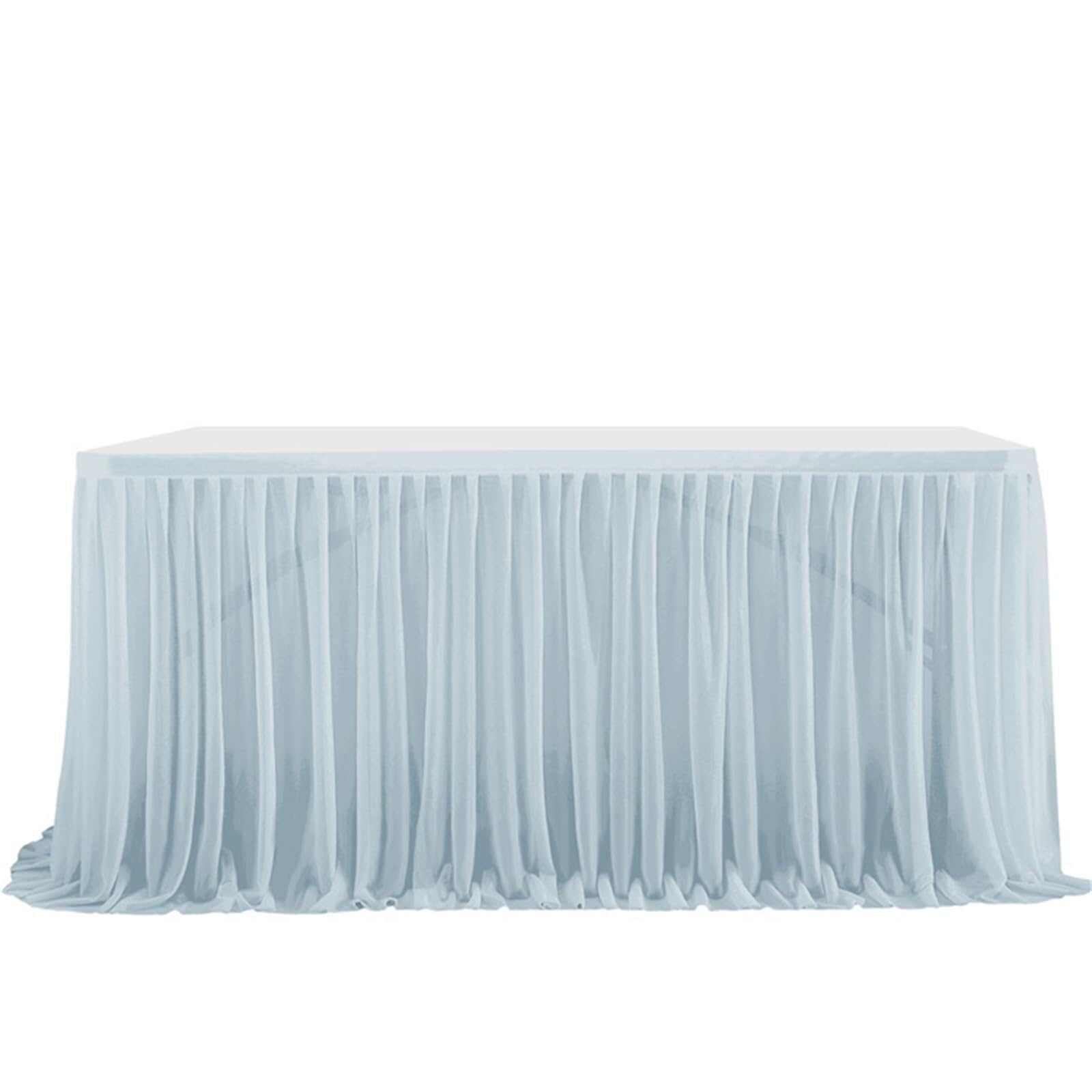 WWQQKJ Tulle Table Skirt, Romantic Fluffy Tulle Desk Gauze for Cakes, Birthdays, Baptisms, Wedding Tables, Christmas Decoration(Blu Grigio,4FT/122x77cm)