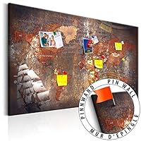 Pannello Mappa Del Mondo Con Puntine - 90x60 Cm - Bacheca E Quadro Decorativo - Foto 2