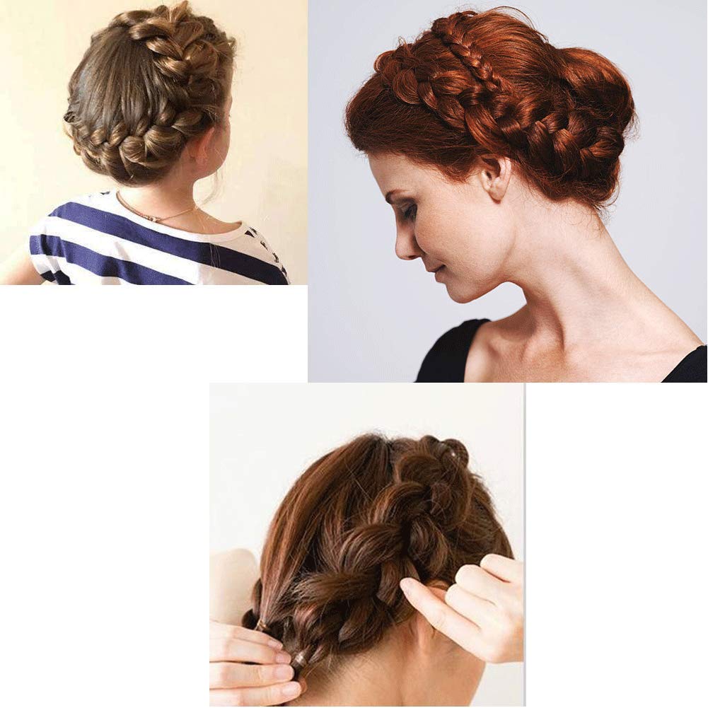 TOECWEGR Extensions haarband haarbanden vlecht gevlochten Classic Chunky Wide Plaited Wedding Fluffy Braids pruik vrouwen meisjes schoonheidsverzorging (chocoladebruin A05