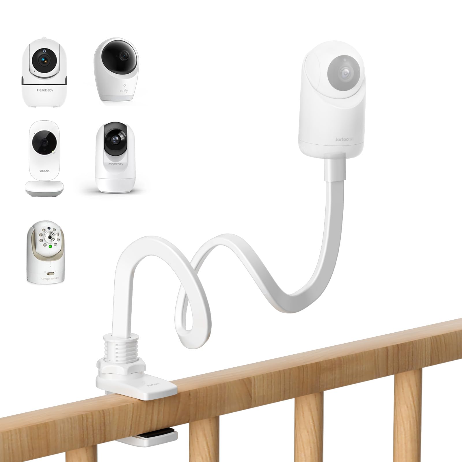 Jartoo Baby Monitor Mount Compatible with HelloBaby HB65/HB40/HB6550/HB6560/HB66/HB6339/HB6550 Pro,Infant Optics DXR-8 PRO, Nanit Pro, Baby Camera Mount Without Tools or Wall Damage