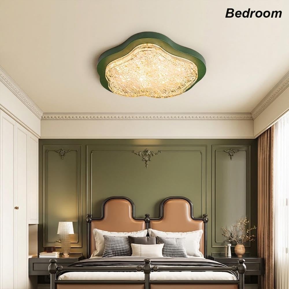 Lámpara de Techo Onda Vintage LED, Nube Verde Plafón Dormitorio
