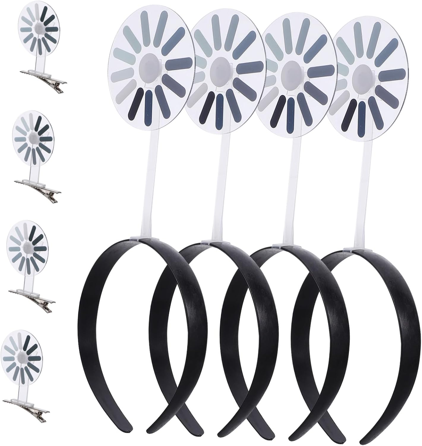 Abaodam 8pcs Brain Loading Symbol Headband and Hair Clip Set, Rotatable Plastic Loading Spinner Hair Accessories for Party and Daily Wear